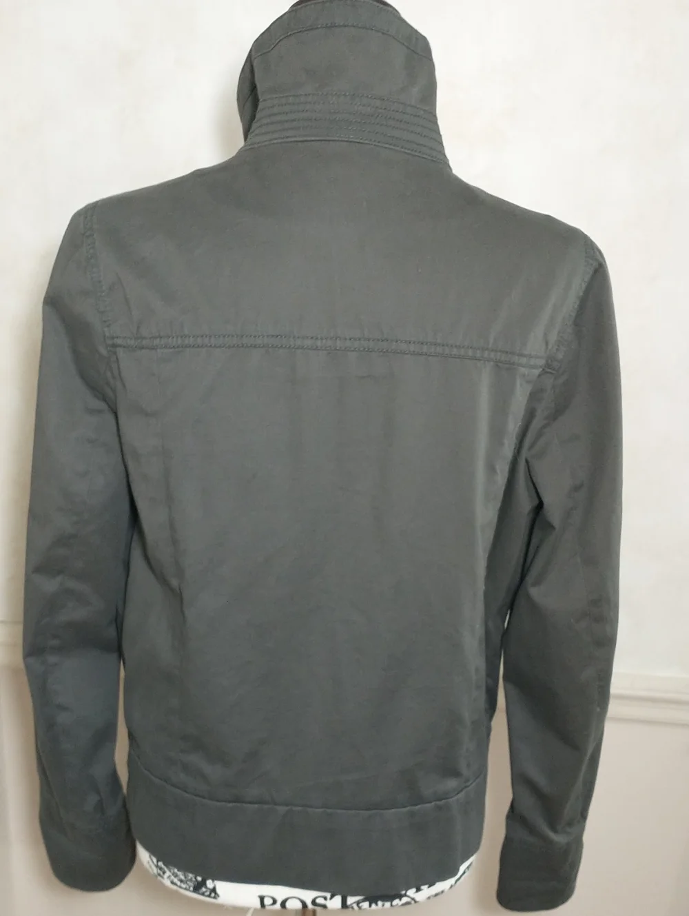 J Crew 100% Cotton Dark Khaki Funnel Neck Jacket, Size M, Fall Trendy Essential‎